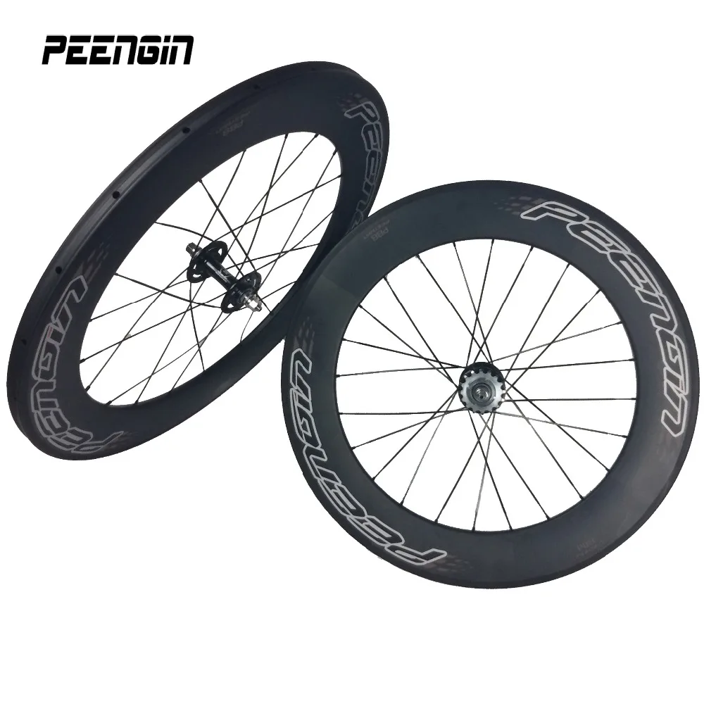 88mm Track Bike Carbon Wheels Fixed Gear Cycles Fiber Tubular Bicycle Wheelset With Aero FJH/Pillar PSR1423 Spokes Novatec Hub