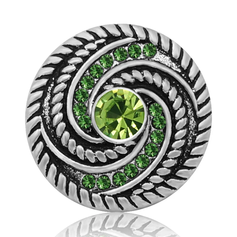KZ3197 New Beauty elegant Rotate pattern rhinestone Metal 18mm snap buttons for DIY snap jewelry charm fittings wholesale