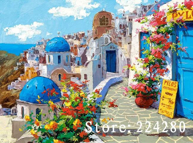 

Needlework,Santorini's spring castle scenic 14CT Counted For embroidery,DIY Cross stitch kits,Art Cross-Stitching home decor