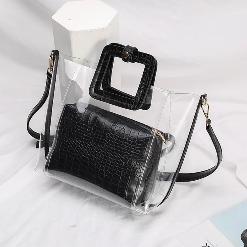 RanHuang Transparent Bags For Women 2022 High Quality Pu Leather and Pvc Handbags Fashion Shoulder Bags Alligator Messenger Bags