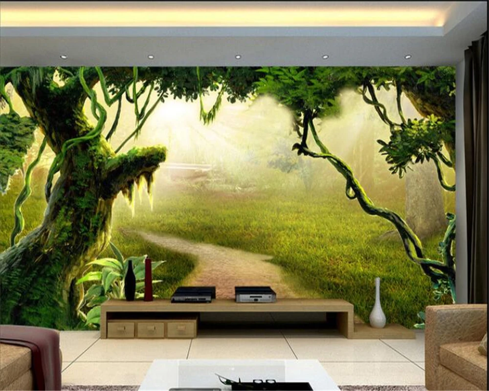 

beibehang 3D wallpaper fantasy mountain HD forest trees large mural bedroom living room TV background wallpaper papel parede