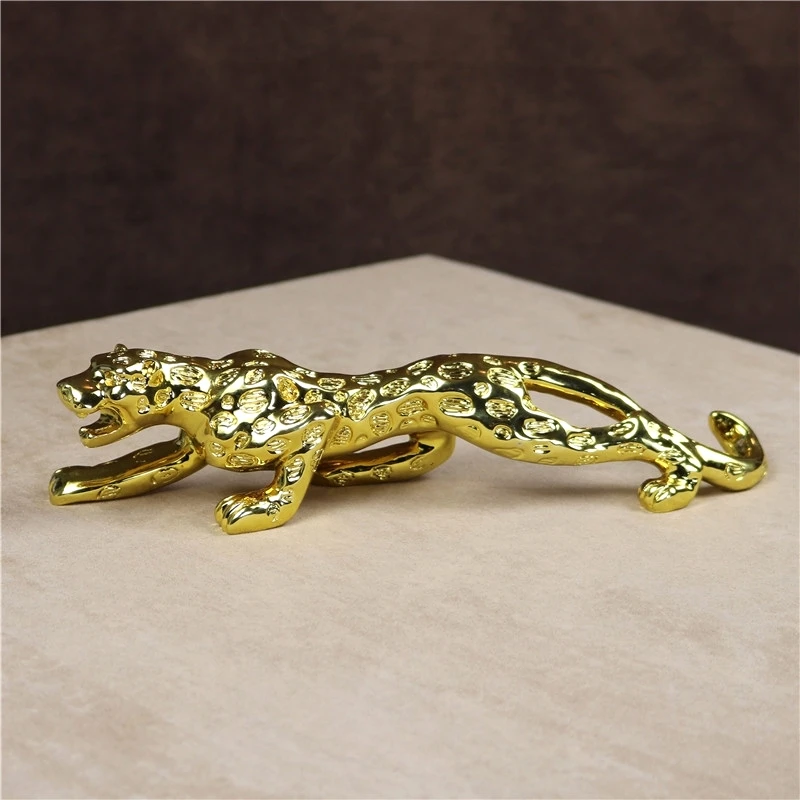 10\'\' Electroplated Leopard Miniature Resin Panther Figurine Predator Decor Gift and Craft Ornament Embellishment Accessories
