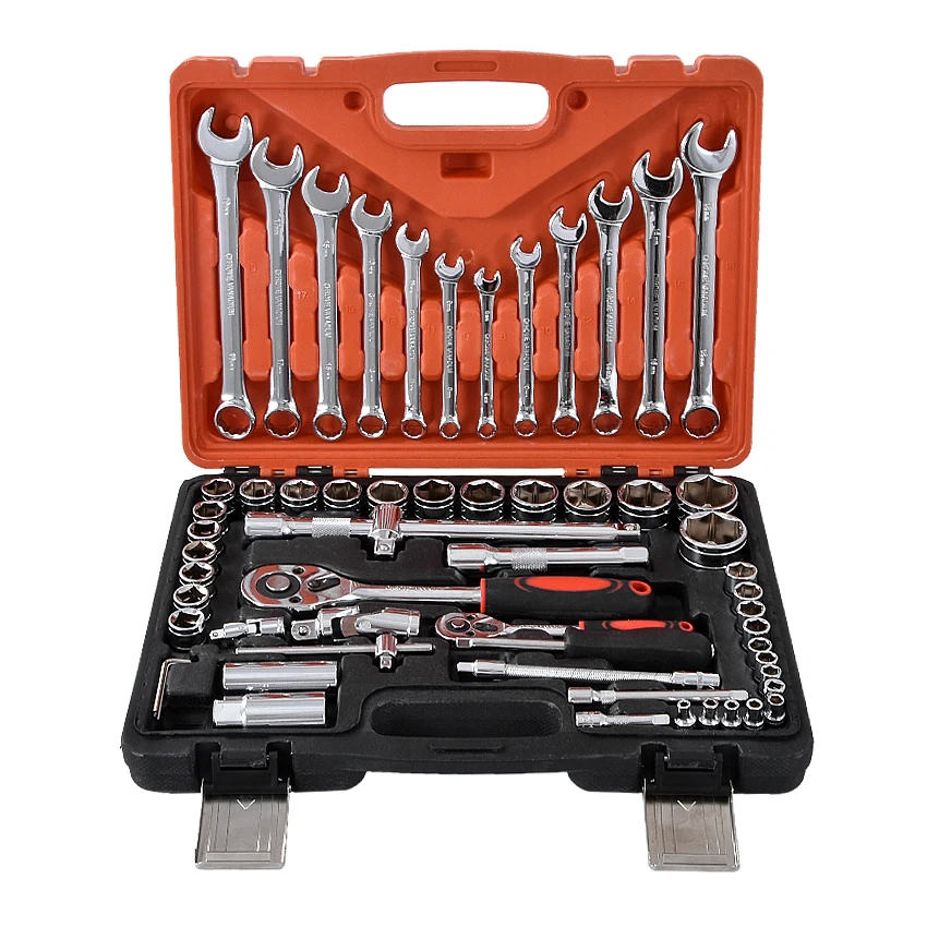 

Socket Wrench Set Spanner Car Ship Machine Repair Service Tools Kit with Heavy Duty Ratchet 61 pcs /set