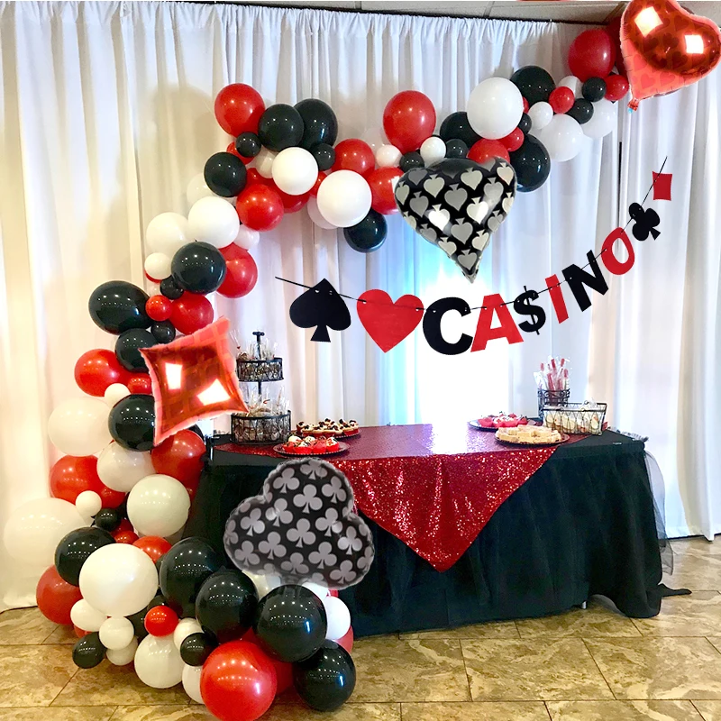 Casino Theme Balloon arch Casino Decoration Party Poker Las Vegas Decoration Anniversare Adult Birthday Party Supplies