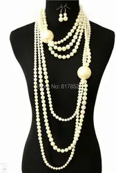 Fashion Style P09 Women Sexy Imitation White Pearls Necklace Beads Earrings Jewelry