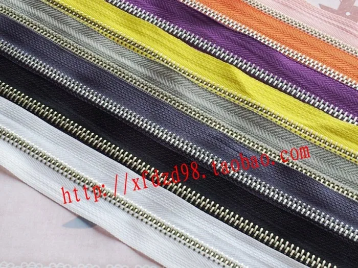 free shipping 3yards/lot 5# white silver brass metal zipper without slider garment craft sewing diy accessories 739