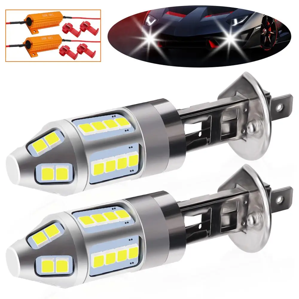 

2pcs H1 LED Car Fog Lamp with Decoder 150W high Power 3030 Chips White Waterproof Auto Front Headlamp Fog Driving Lights 12V 24V