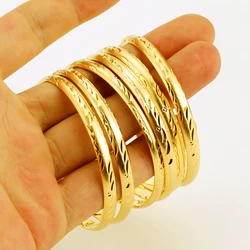 6MM 6pcs/lot  Middle East Bangles Bracelets Gold Color African Dubai Gold Bangle Ethiopian Jewelry For Women Men Gift