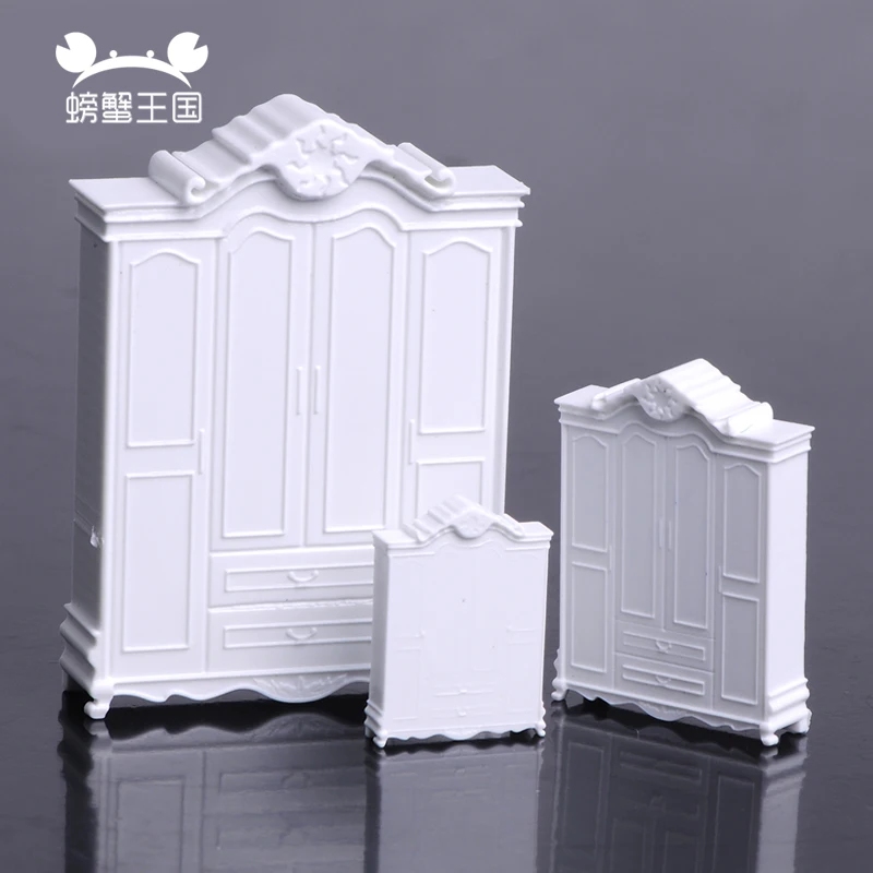 3pcs Dollhouse Wardrobe Cabinet Cupboard Closet Bedroom Accessories 1:30 1:50 1:75 Miniature Furniture Interior Scene Decoration