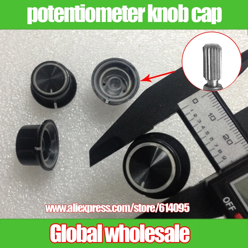 5pcs High-grade 25*13mm Lightweight Potentiometer Knob Cap / Hole 6mm Audio Volume Switch Knob Cap Plastic