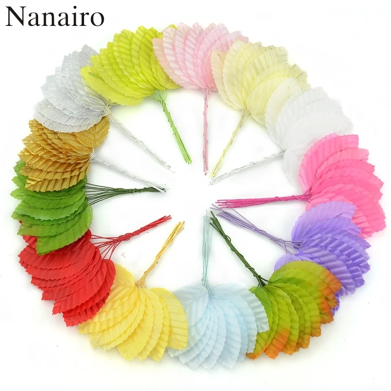 200 pezzi di foglie di rosa artificiale per Scrapbooking fai da te decorazione per feste a casa di nozze forniture di artigianato in foglia verde di plastica finta