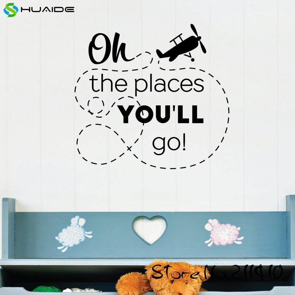 Oh The Places You Will Go Home Wall Decal Sticker Adesivo de parede Vinyl Wall Stickers For Kids Room Baby Room Nursery A373