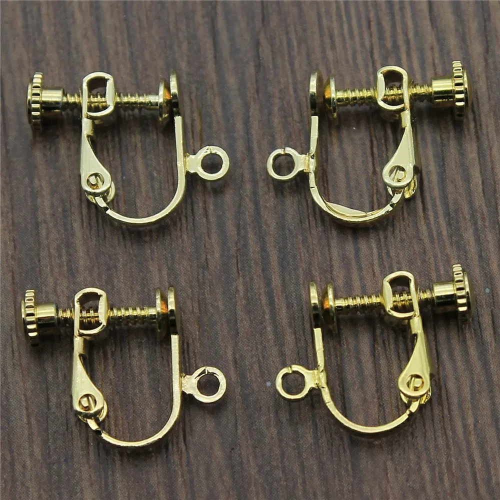 WYSIWYG 10pcs 7 Colors 17x14mm Ear Clip Connector Copper Material Rotate Screws Earring Finding Connector Jewelry Accessories