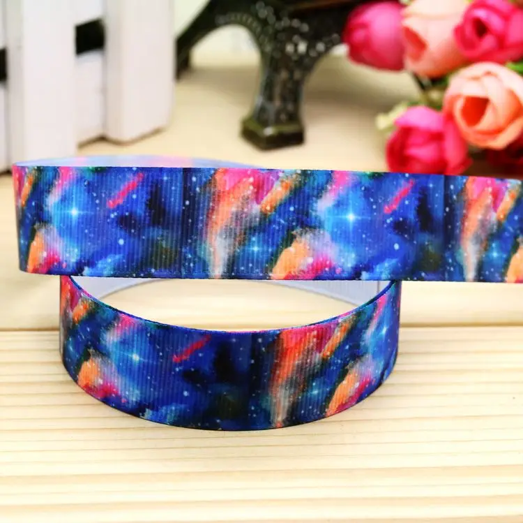 7/8inch  Galaxy Printed Grosgrain Ribbon Hairbow Headwear Party Decoration Diy Wholesale OEM 22mm P5758