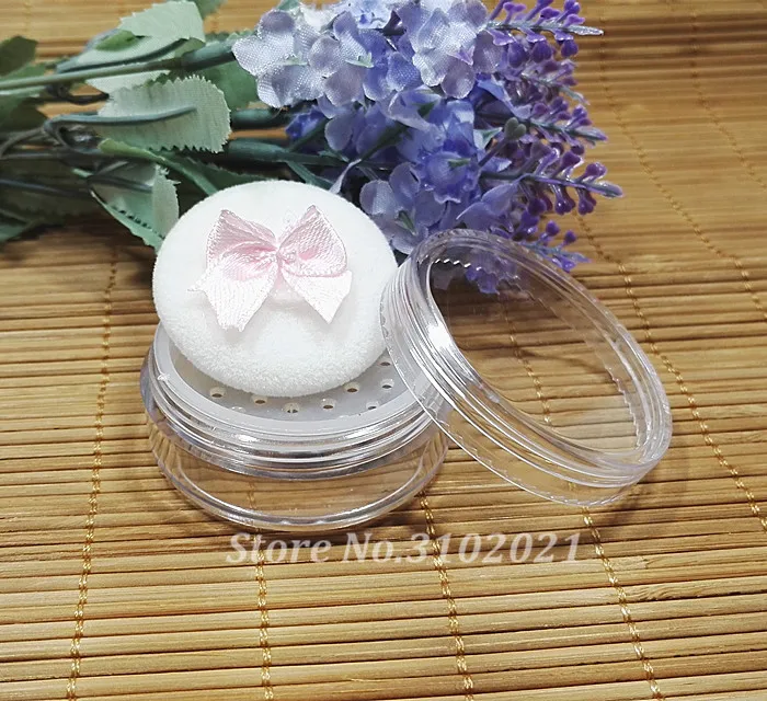 10/20/50/70pcs/lot 5g round empty loose powder case with grid sifter & puff eyeshadow container cosmetic cream jar SubPackage