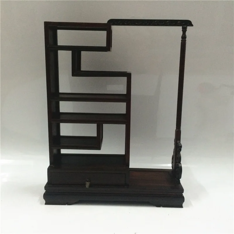 

Rosewood mahogany curio Shelf brush hanging ornaments old mahogany antique frame with drawer Multifunction