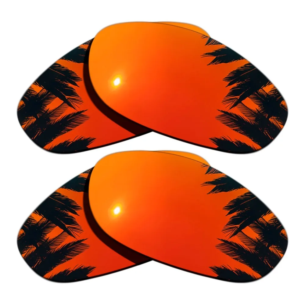 

(Orange Red Mirrored+Orange Red Mirrored Coating) 2-Pairs Polarized Replacement Lenses for Monster Dog 100% UVA & UVB Protection