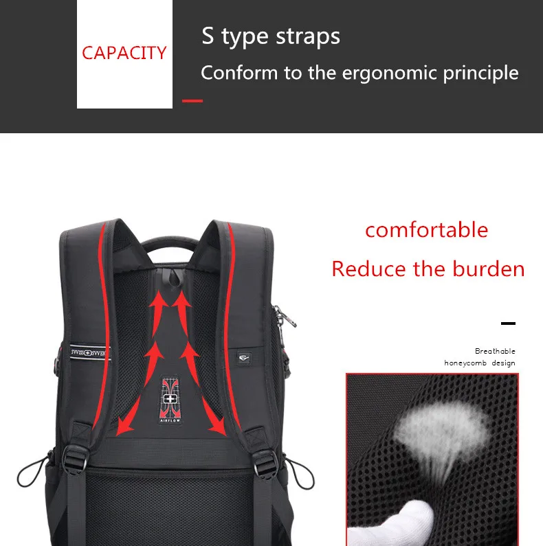 SWICKY male men Multifunction USB charging fashion business casual tourist anti-theft waterproof 15.6 inch Laptop backpack