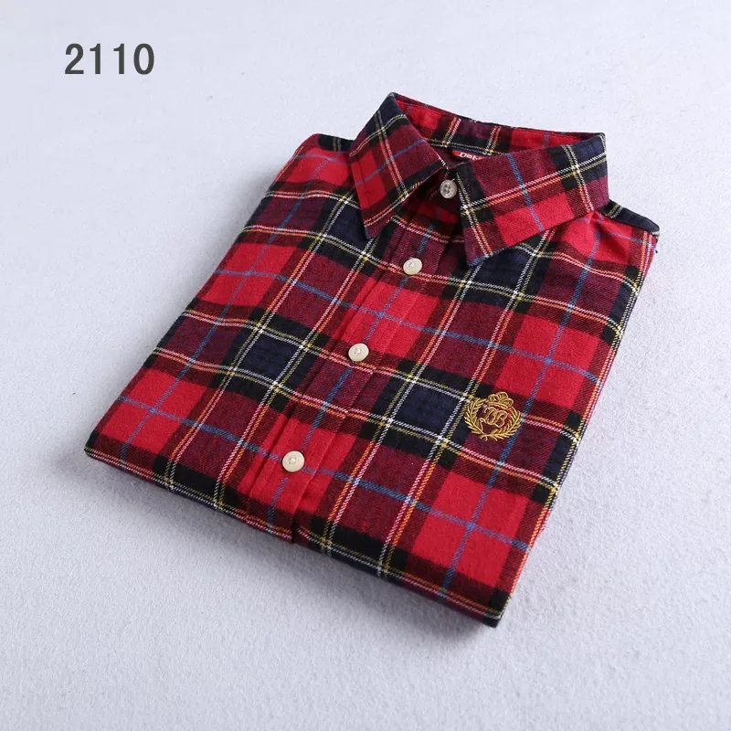 2024 U-shark Fashion Plaid Shirt Female College Style Women's Blouses Long Sleeve Thicken Flannel Shirts Blusas Office Tops