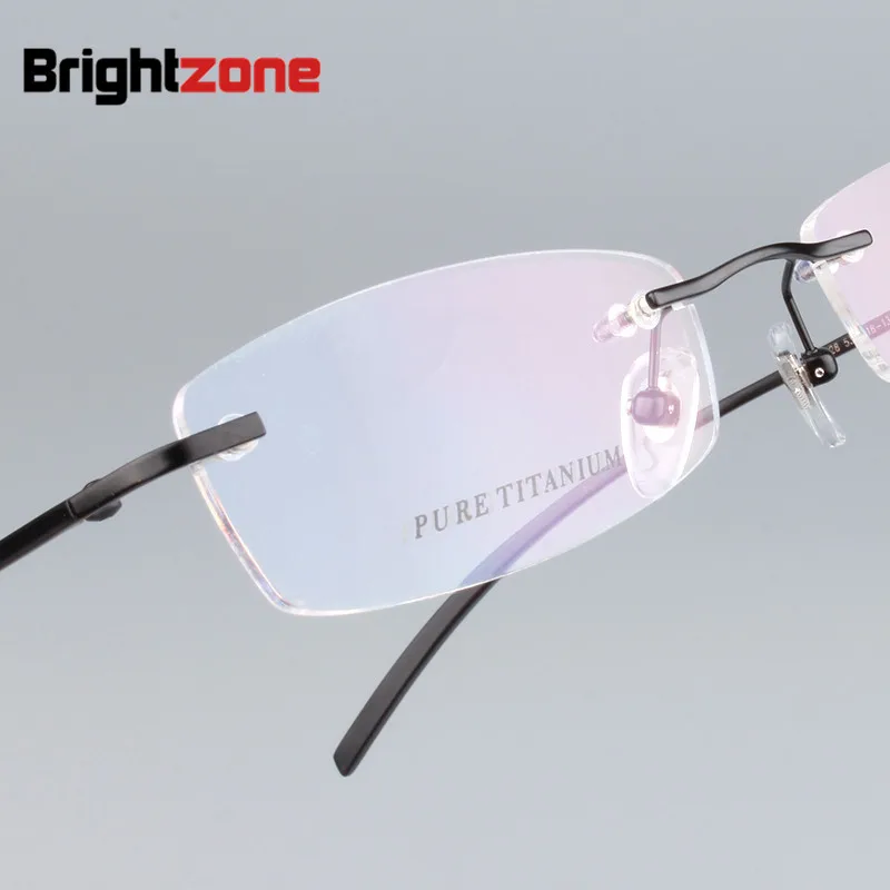 ขายร้อน100% Pure Titanium Rimlessผู้ชายกรอบแว่นตาออพติคอลผู้หญิงRX-Able Eyeแว่นตาLight Demoเลนส์Oculos