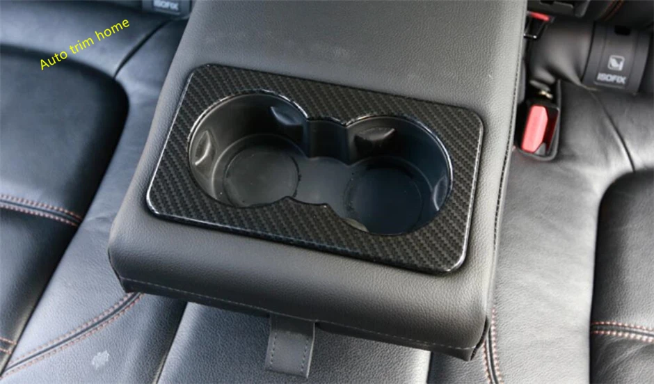 

Car Accessories Middle Rear Row Seat Water Cup Holder Decoration Frame Cover Trim Fit For Jaguar XE 2016 - 2018 Carbon Fiber ABS