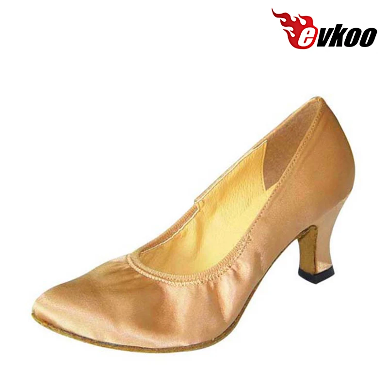 Satin Dance rahat kadın dans ayakkabıları saten malzeme tarafından yapılan Modern balo salonu dans ayakkabıları DIY 7cm topuk parti dans ayakkabıları