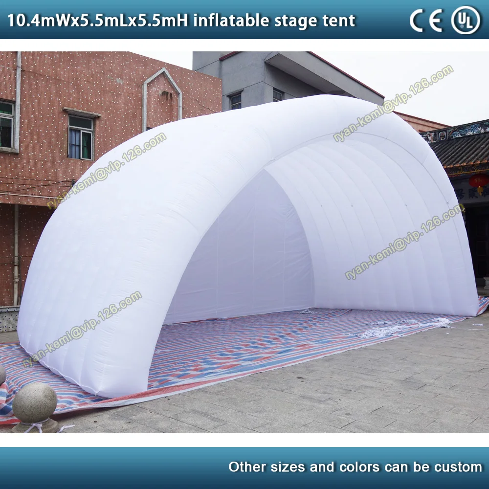 10.4mWx5.5mLx5.5mH giant inflatable stage tent inflatable tunnel tent cover marquee outdoor events Inflatable wedding tent