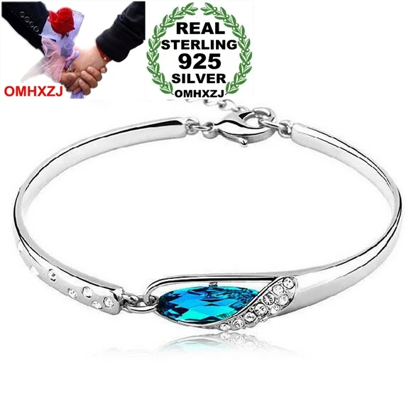 OMHXZJ Wholesale jewelry geometric woman fashion kpop star Crystal shoes 925 sterling silver adjustable Bangles SZ02