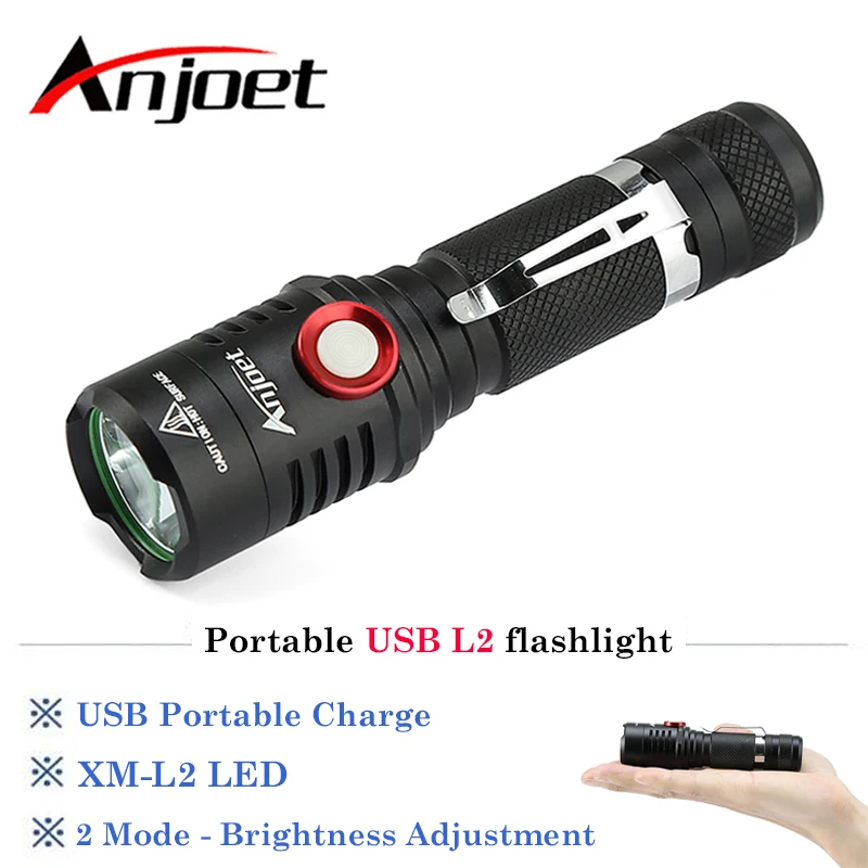 

Portable USB Rechargeable 3000LM xm-L2 led flashlight Lamp Torch Bike Lamp Bicycle Lantern Light Torches+18650 Battery+USB+Clip