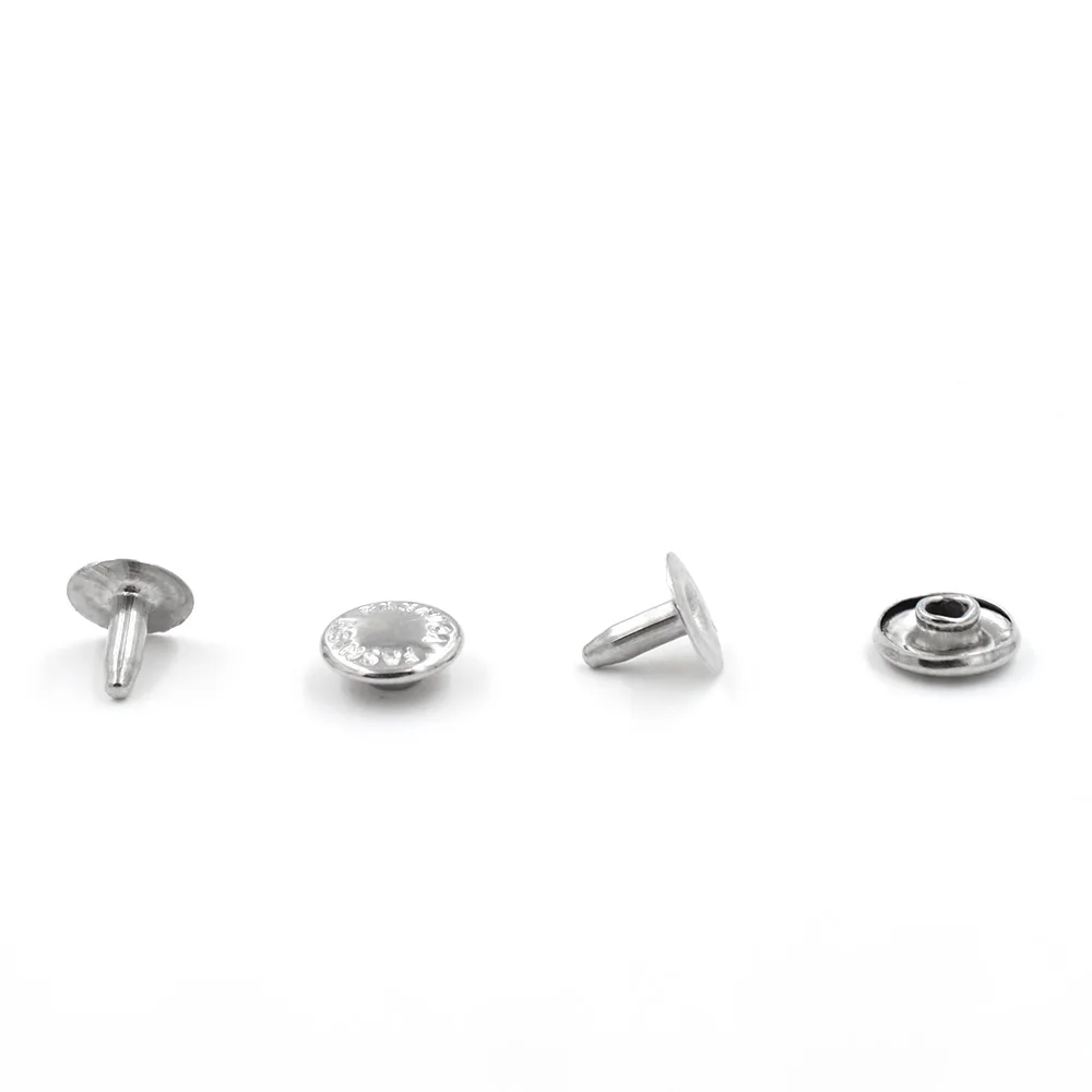 100 Sets Metal Rivets Buckle 9.5 MM Jeans Buttons Silvery BRASS Cramp