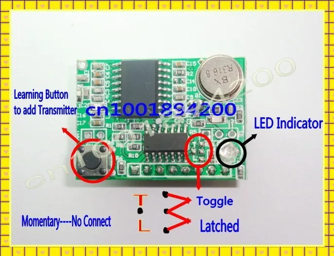 Rolling Code Remote Control Receiver Module +Transmiter  System DC3-5V TTL super-heterodyne OOK/ASK 4CH Latched Toggle Momentary