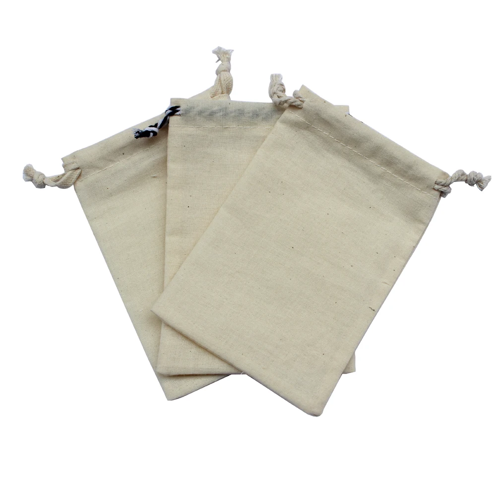 (50pcs/lot) 100% Cotton Drawstring Bag Promotional Cream Lace Gift Pouch  Accept Customized Logo And Size