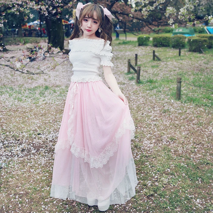 Princess sweet lolita skirt BOBON21 Starlight super heavy star long skirt sequins turned a small fairy B1354