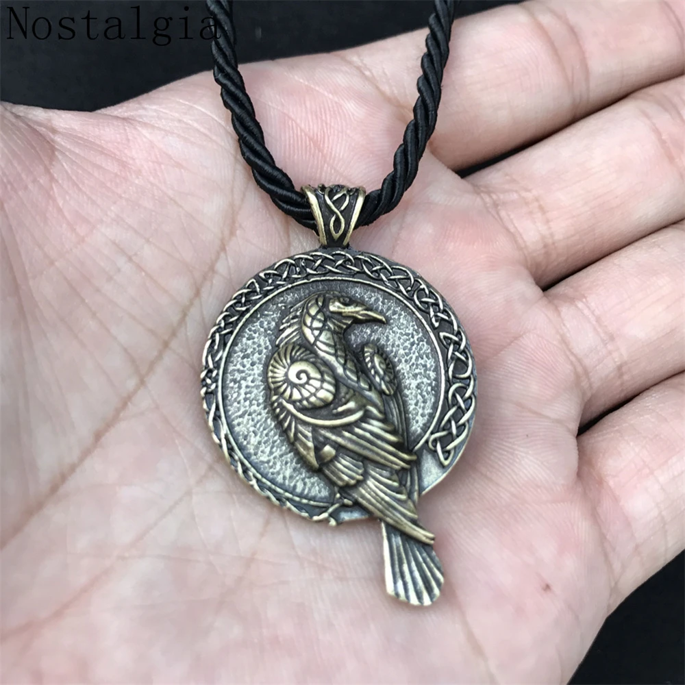 Dropshipping Viking Raven Nordic Amulet Necklace Pendant Black Bird crow necklace Norse talisman Viking Men Jewelry