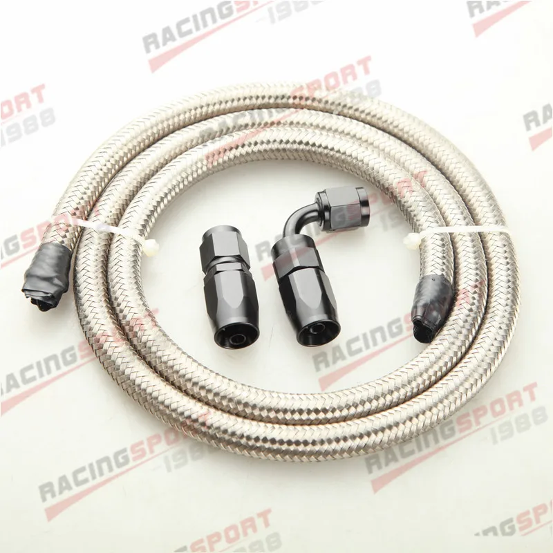 

Stainless Steel Braided AN-4 4AN Fuel Gas Line Hose 1M + Swivel Hose End Fitting