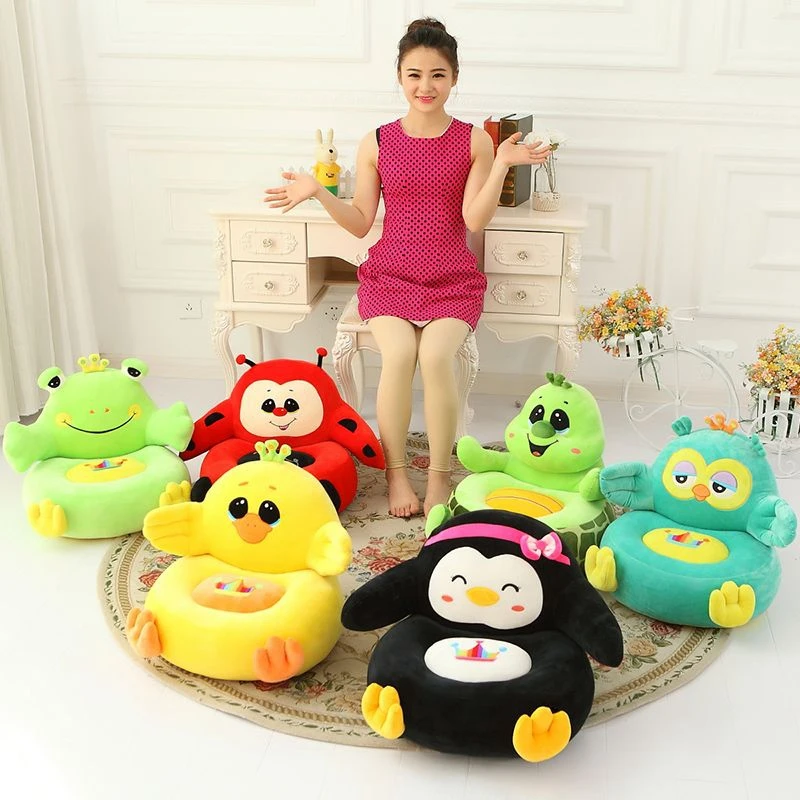 

Dorimytrader Kindergarten Cartoon Children's Mini Sofa Plush Animal Frog Owl Tortoise Penguin Chick Ladybug Baby Chair Toy 40cm