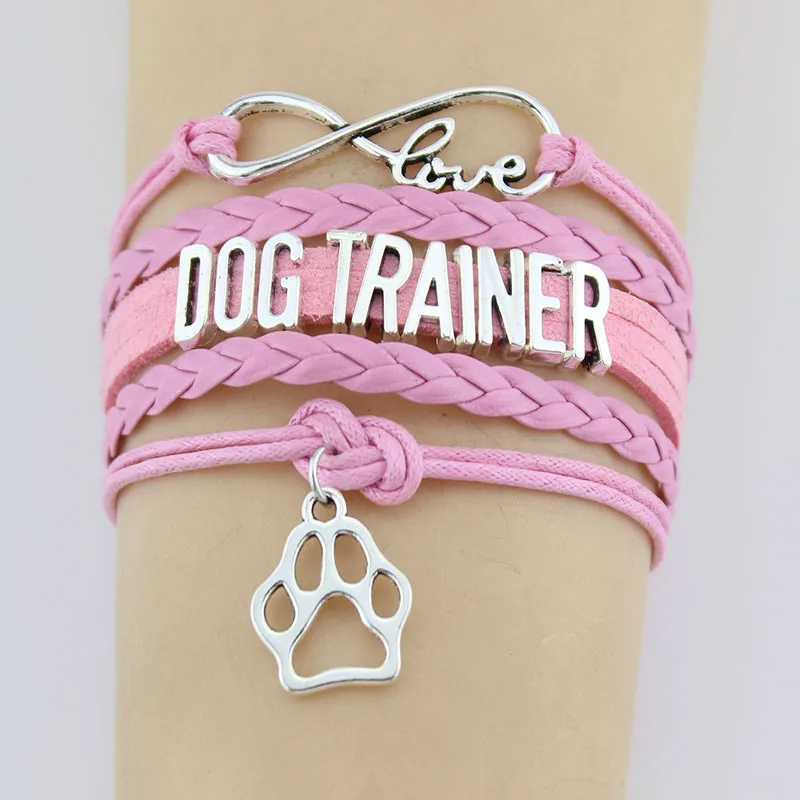 10PC/lot Infinity Love Dog Groomer Trainer Paw Charm Wrap Bracelets Paw Print Charms Animal Bracelet Women Men Bracelets Jewelry