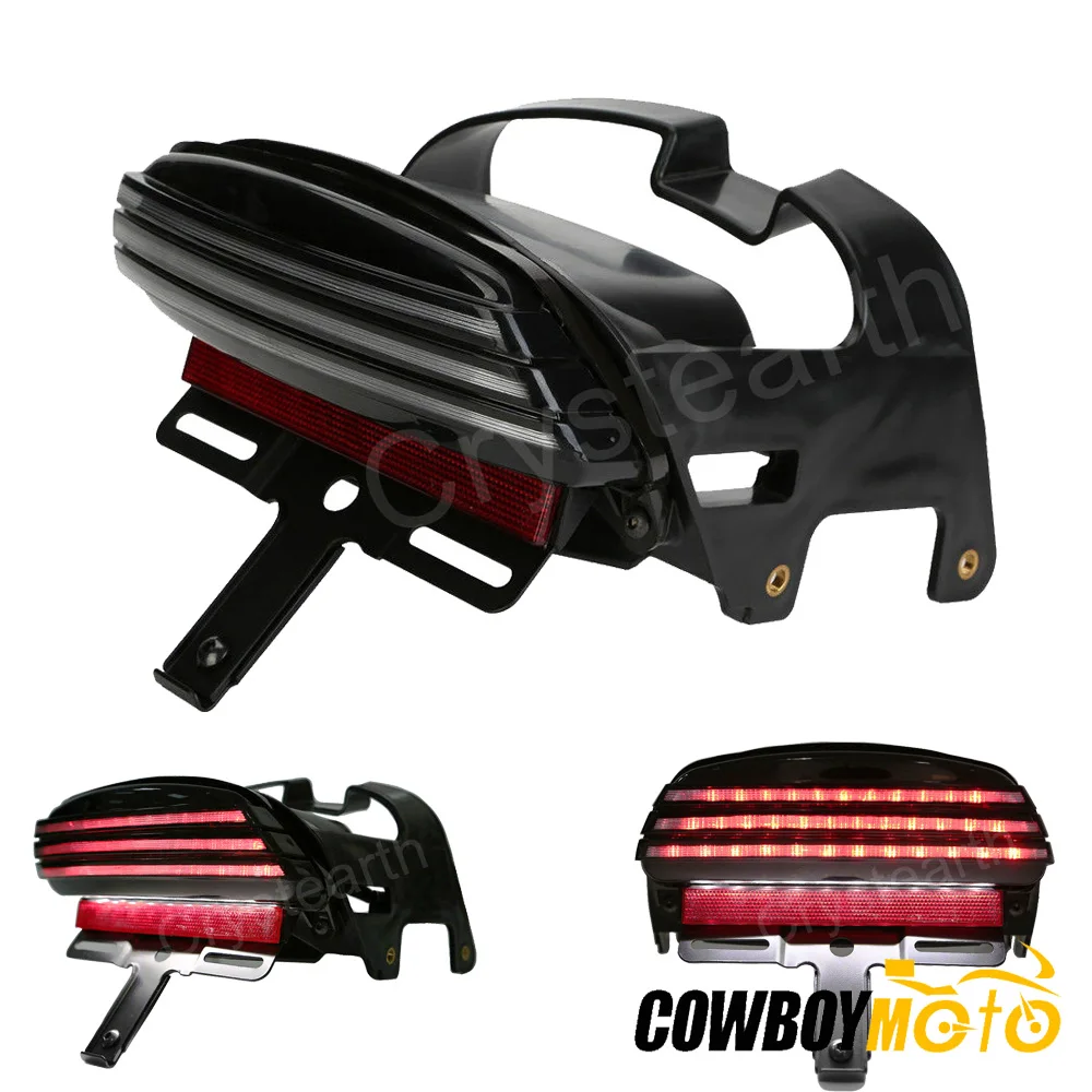 Black Tri-Bar Fender LED Tail Brake Light For Harley Dyna Fat Bob FXDF 2008 2009 2010 2011 2012 2013 Motorcycle LED Taillight