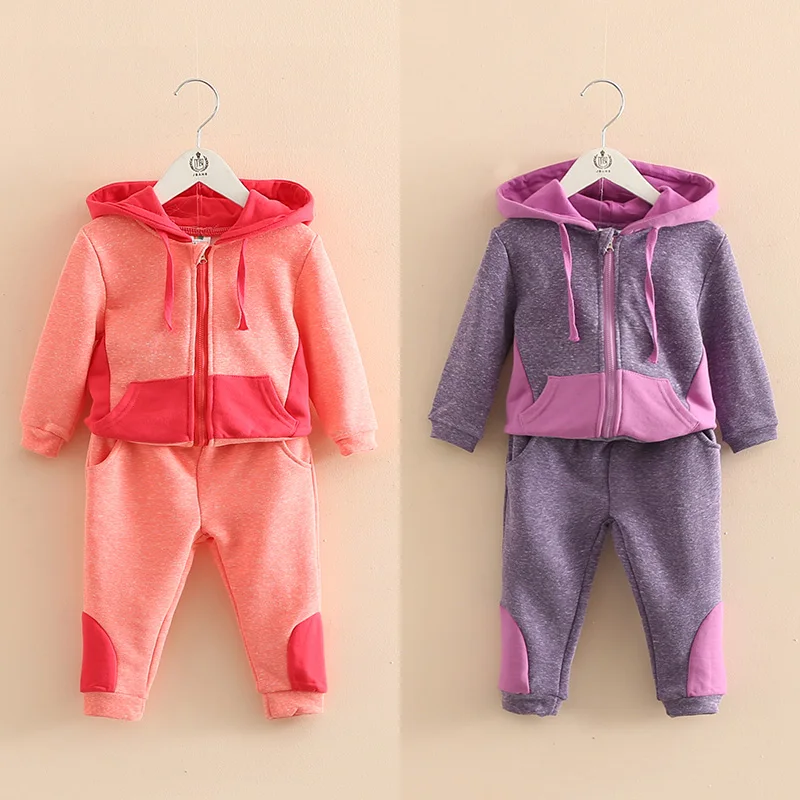 

2023 Spring Fall New Children's Clothing Set Baby Kids Hooded Sports Suit Korean Girls Multicolor Spliced Leisure Clothes X183