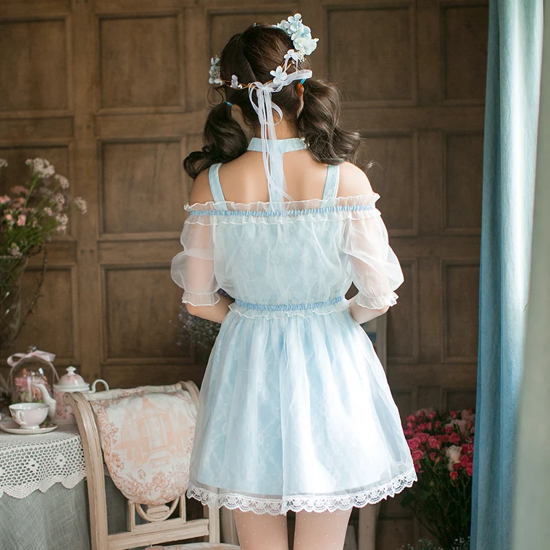 Princess sweet lolita dress abito in Chiffon Candy Rain Princess dress collar sweet slim line C22AB7076