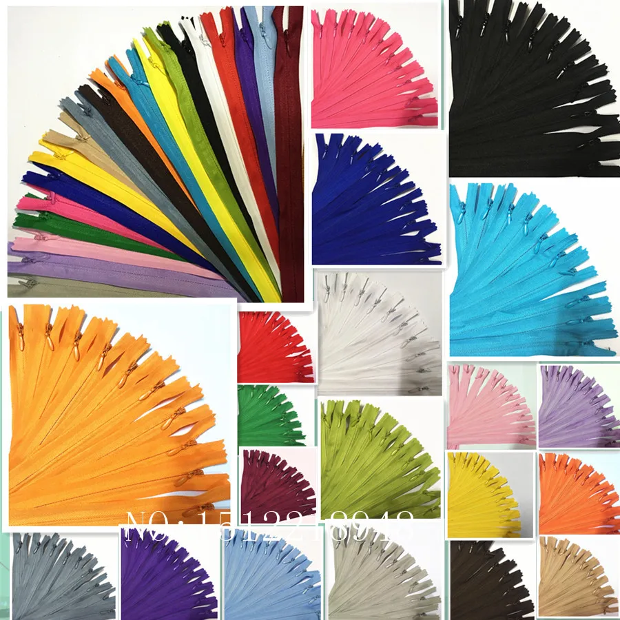 50pcs Colorful Nylon 3# Closed End Invisible Zippers 20 inch (50cm) Tailor Sewing Crafts 20 Color