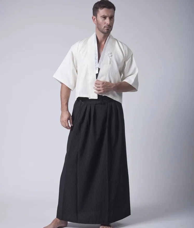 Classic Japanese Samurai Clothing Men's Warrior Kimono With Obi Traditional Satin Yukata Convention Costume One Size image 3
