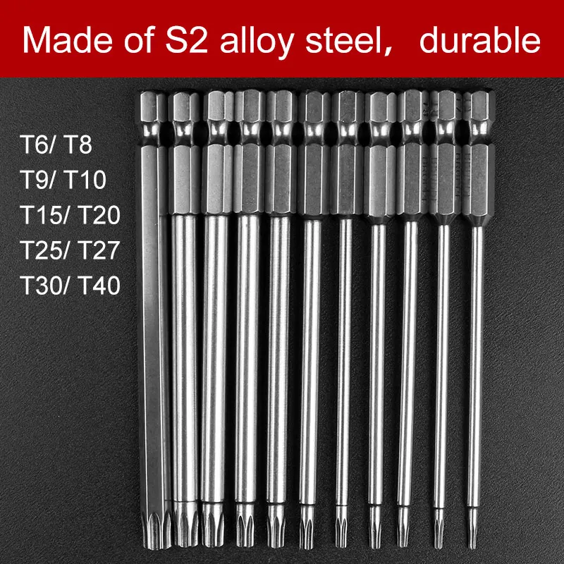 

HOEN 11pcs 100mm Long Steel Magnetic Torx Hex Security Electric Screwdriver Bit Set For Magnetic Screwdriver Bit Tool Set