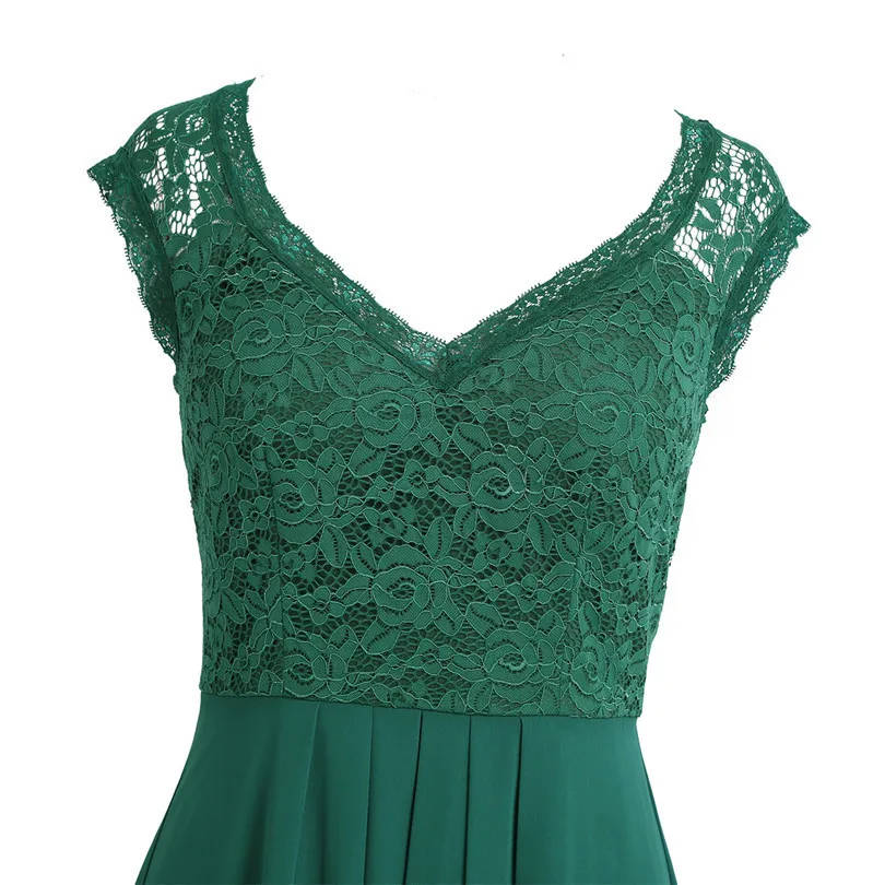 TiaoBug-Vestidos de dama de honor para mujer, Vestidos largos de tul con encaje, color verde y negro, para fiesta Formal, desfile y graduación, 2021