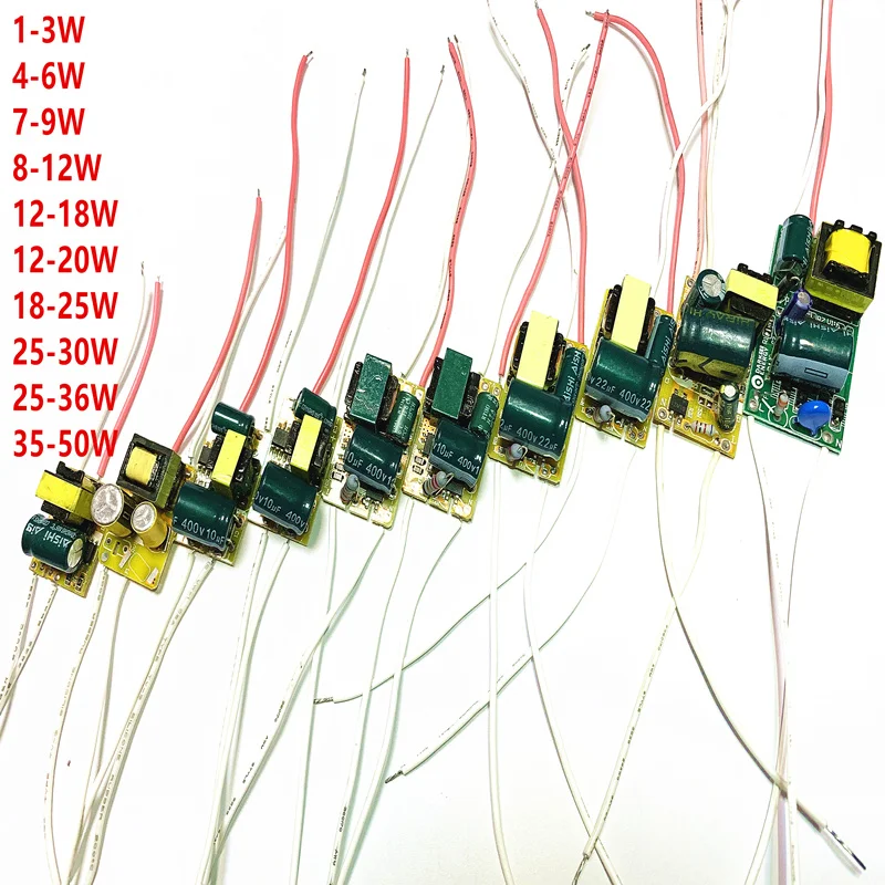 1-3W 4-6W 7-9W 8-18W 12-20W 18-25W 20-30W 35-50W LED driver power supply built-in constant current Lighting 85-265V  Transformer