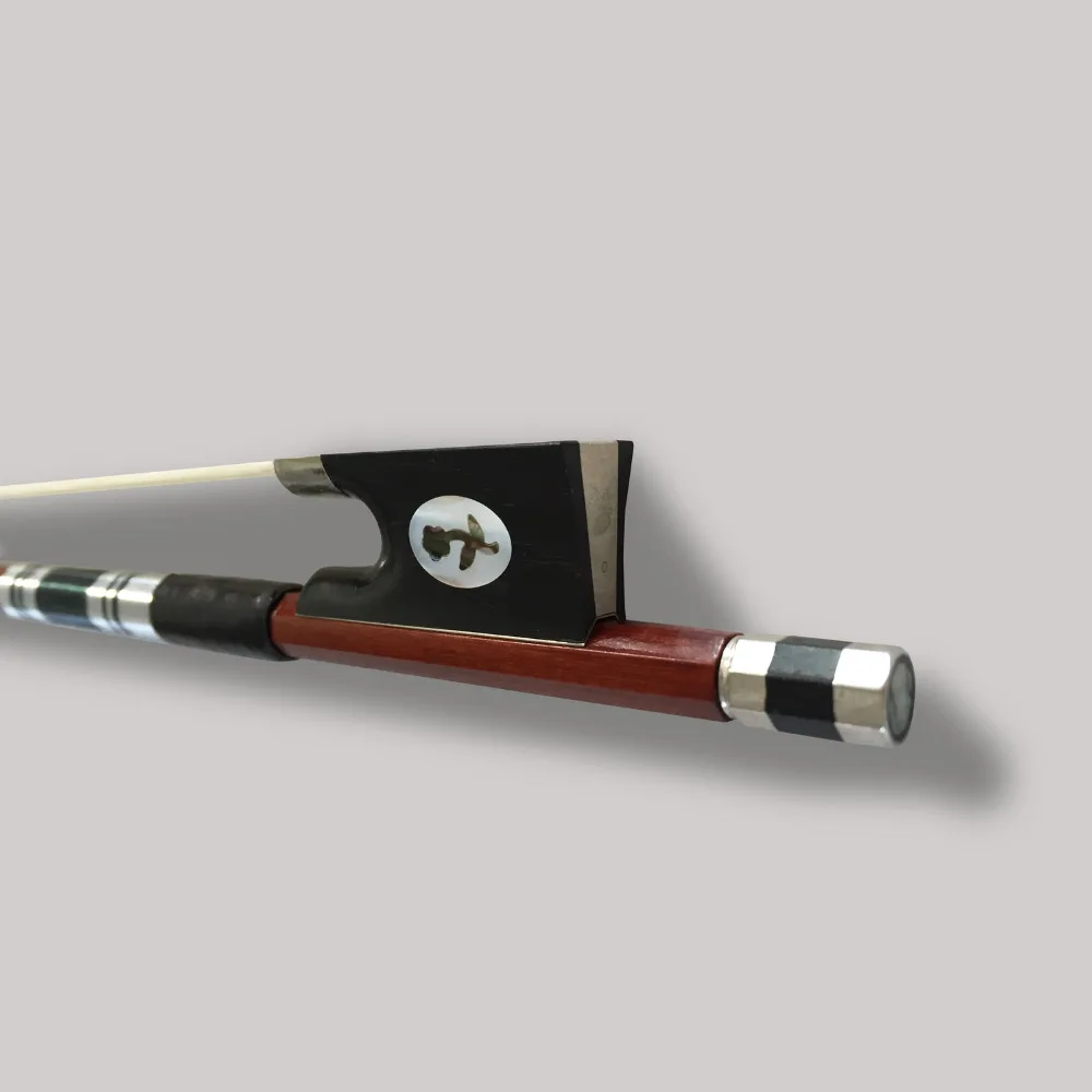 TONGLING High Quality Full Size Violin Fiddle Bow White Horsehair Ebony Frog Carved Wintersweet w/ Colored Shell Violin Parts