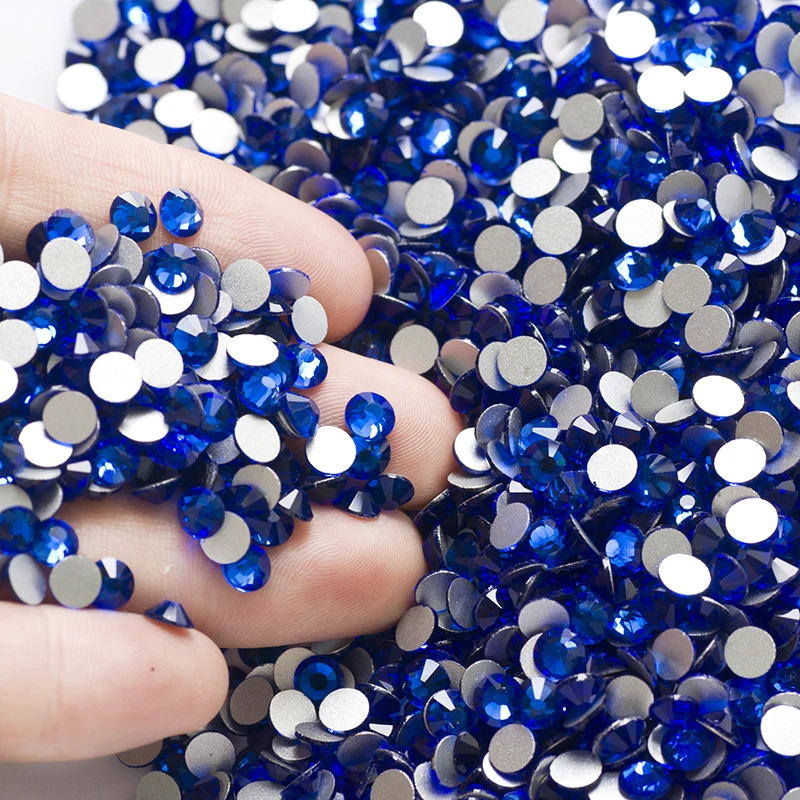 YANRUO 2058NoHF Sapphire Non Hotfix Crystals Flatback Nail Rhinestones Blue Crystal Stones Glue on Dress