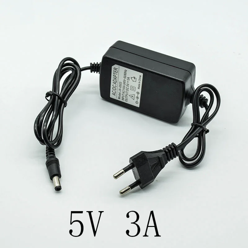 New 110-240V AC Converter Adapter DC 5V 3A/3000mA Power Supply Charger EU Plug 5.5mm * 2.5mm(2.1mm) two lines