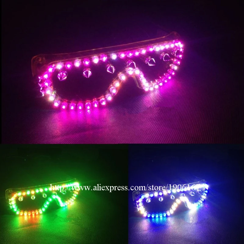 Colorful Led Luminous Party Glasses Led Light Up Growing Nightclub Glasses DJ Bar Singer Dancer Eyewear For Stage Show