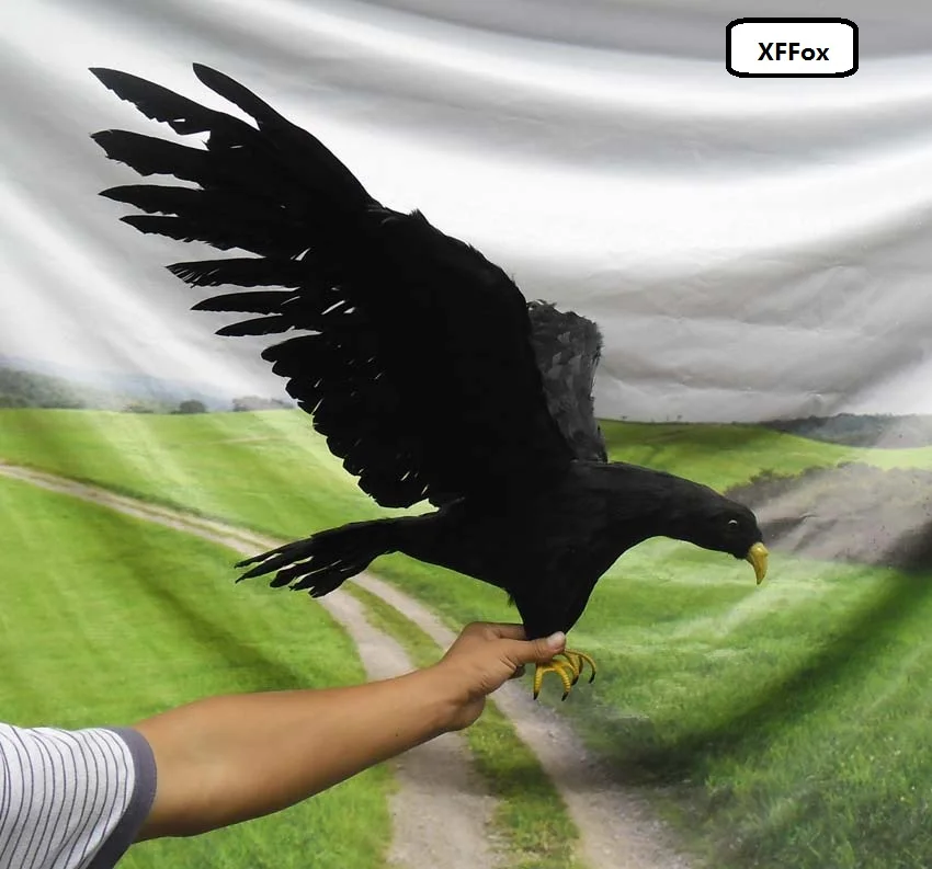 

big simulation wings crow model foam&furs black bird doll gift about 90x45cm xf0398